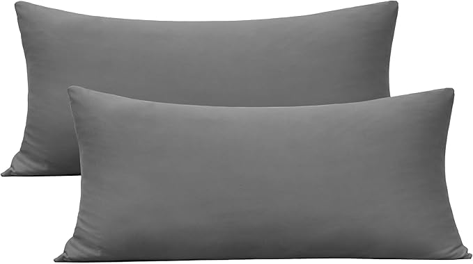 2-Pack Stretch Pillow Cases King - Jersey Knit & Ultra Soft Pillowcases T-Shirt Like Microfiber Blend - Envelope Closure & Suitable for 20x36/20x40 King Size Set of 2, Dark Gray