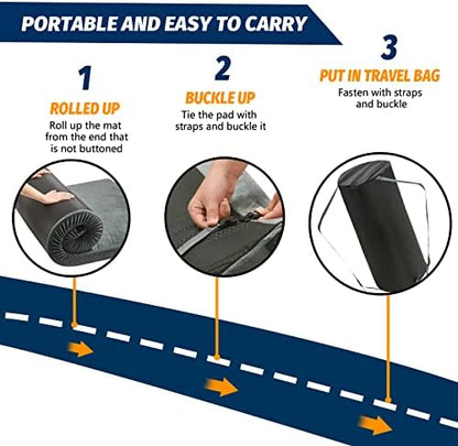 CYMULA Memory Foam Camping Mattress Pad, Sleeping Mat, Portable Roll Up Mattress for Adults, Camping Bed Pads for Sleepover, Car Bed with Travel Bag