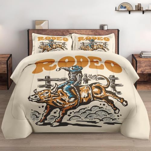 Pamnest Queen Comforter Set, 3 Pieces Bull Cowboy Bedding, All Season