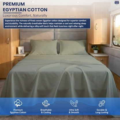 Cottingon 4 Piece King Sheets Fits 16" Deep, Egyptian Cotton, Light Grey