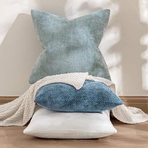 MIULEE Decorative Couch Throw Pillow Covers 18x18 Inch Coastal Blue 2 Pack