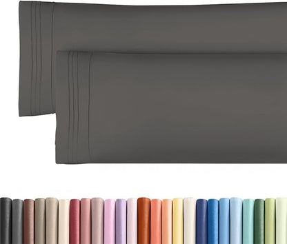 Body Pillowcases Set of 2-20x54 Long Body Pillow Case - Soft Body Pillow Cover for Sleeping & Side Sleepers - Comfy, Wrinkle & Fade Free - Machine Washable w/Envelope Enclosure Charcoal