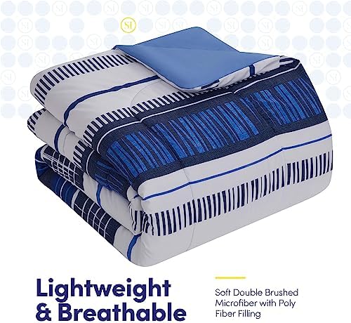 Sweet Home Collection 7 Piece Comforter Set Bag Solid Color All Season Soft Down Alternative Blanket & Luxurious Microfiber Bed Sheets, Mediterranean, King