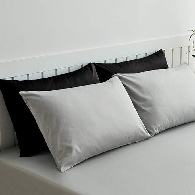 NTBAY King Pillowcase Set - 2 Pack Brushed Microfiber 20x36 Pillowcases - Soft, Wrinkle-Free, Fade-Resistant, Stain-Resistant, Black Pillowcases with Envelope Closure - 20x36 Inches, Black