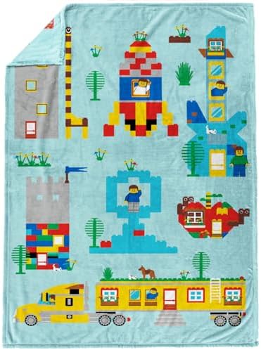 Jay Franco Kids Plush Throw Blanket – Soft & Cozy Fleece Throw for Bedroom & Couch Décor, Official Licensed Product, Blue - LEGO®, 60x90 - Large Blanket