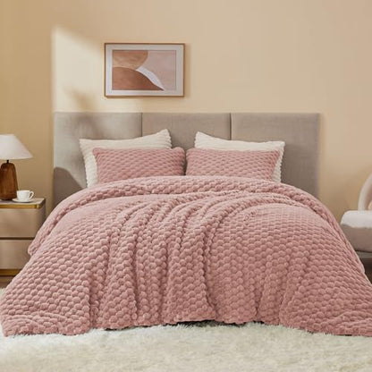 BEDELITE Fluffy Twin/Twin XL Comforter Set, Dusty Pink Bed Set 2 Pieces