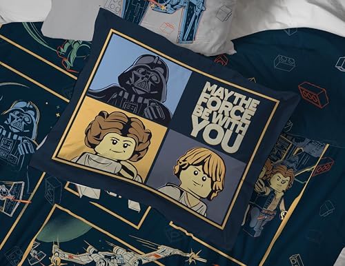 Jay Franco Kids Comforter Set Includes Sheets and Pillow Covers - Soft and Cozy Bed Set for Stylish Room Decor, Official Licensed Bedding, Blue - LEGO®, 7 Piece Full