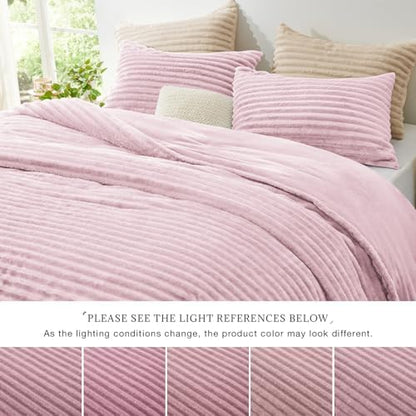 EXQ Home Fluffy Comforter Set Twin Size,2 Pieces Bed Set,Purplish Pink