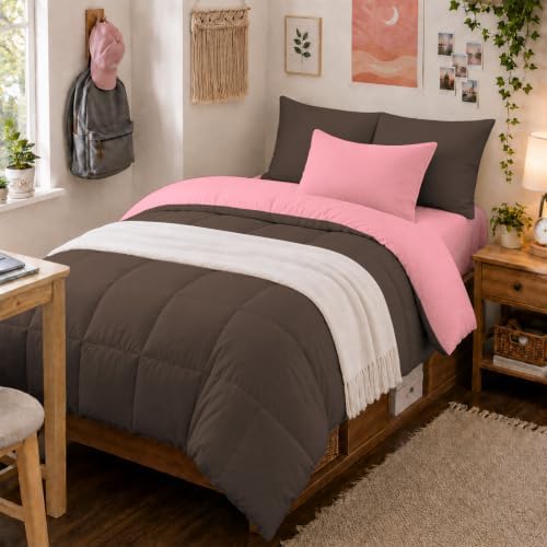 Anluoer Twin Comforter Set, 5 Piece Bed in a Bag Twin Bedding Sets