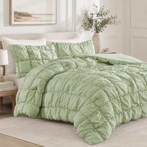 Amélie Home King Bubble Comforter Set, Soft, Sage Green, 3-Piece