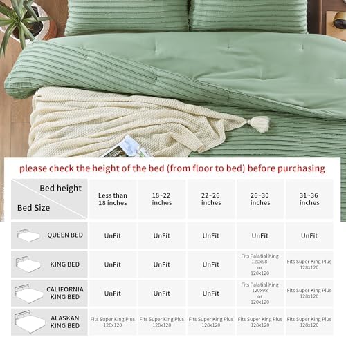 HOMBYS Oversized King Boho Comforter Set 120x120, Sage Green Tufted Jacquard Geometry Bedding Comforter for King Bed, Shabby Chic Bed Sets with 2 Matching Pillow Cases