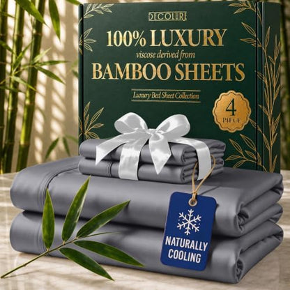 DECOLURE 100% Viscose Derived from Bamboo Sheets Twin Size | 4 Pc Bed Set