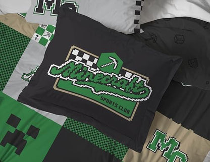 Minecraft Creeper Full Size Comforter Set 7 Piece Kids Bedding, Multi