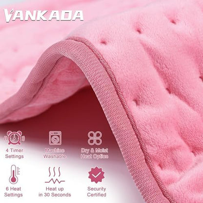 Heating Pad Electric Heat Pad, Hot Heated Pad,Multiple Temp and Timer Settings,Suitable for Shoulders, Neck, arms, Abdomen, Back, Legs, etc (Light Pink, 40"X20")