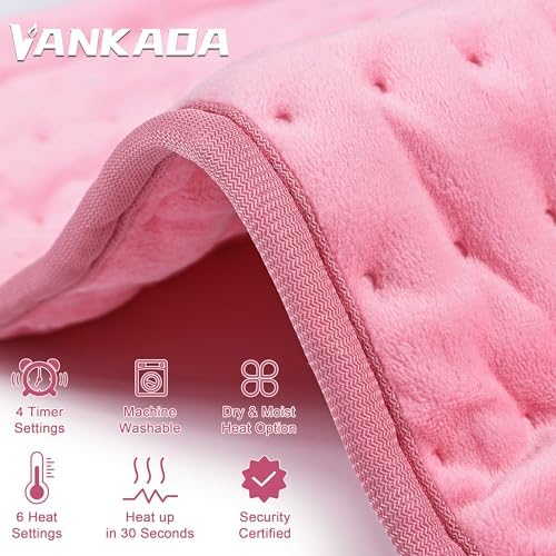Heating Pad Electric Heat Pad, Hot Heated Pad,Multiple Temp and Timer Settings,Suitable for Shoulders, Neck, arms, Abdomen, Back, Legs, etc (Light Pink, 24"X20")