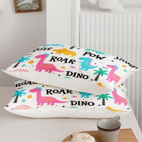 Axolotl Girls Cartoon Dinosaur Bedding Comforter Set,Cute Colorful Dinosaur Bedding for Girls Teens,Kawaii Dino Animal Kids Comforter Set for Boys Adults,1 Quilt 2 Pillow Cases,White King Size