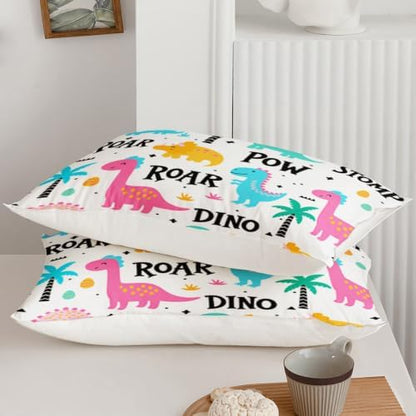 Axolotl Girls Cartoon Dinosaur Bedding Comforter Set,Cute Colorful Dinosaur Bedding for Girls Teens,Kawaii Dino Animal Kids Comforter Set for Boys Adults,1 Quilt 2 Pillow Cases,White King Size