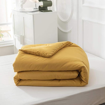 Houseri Mustard Yellow Comforter Set Queen Dark Yellow Bedding Queen Size Comforters Set Women Girls Ginger Bedding Sets Quilt Queen