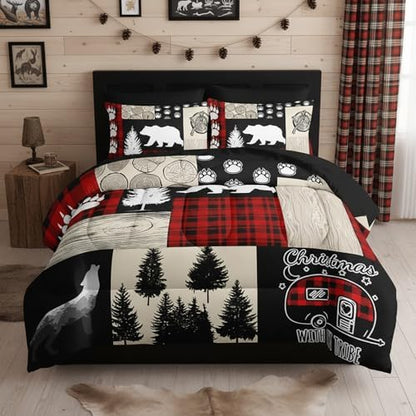 QOOMO Western Rustic 7 Pieces Comforter Set Full Size,Farmhouse Bedding Set