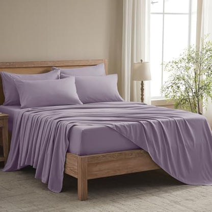 Queen Sheet Set - 6 Piece Sheets Queen Size Bed Set - Breathable & Cooling Hotel Luxury Bedding Set - Soft & Comfy Fully Elasticized 16" Deep Pocket Queen Sheets (Queen Lavender)