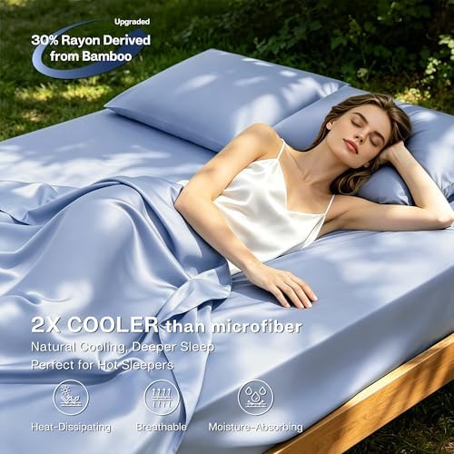 MR&HM Full Size Sheets 4 Pieces, Rayon Derived from Bamboo Blend