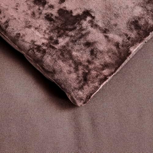 Fredsure Distressed Velvet Comforter Set, 5 Pieces Brown Queen, Distressed Velvet Face and Brushed Microfiber Reverse