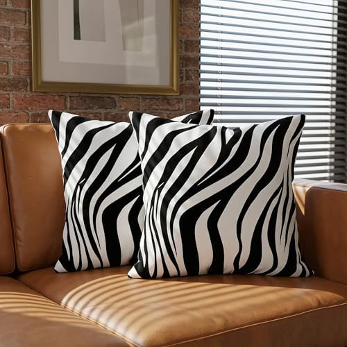 TOMWISH Black and White Zebra Print Throw Pillow Covers 26x26 in Sets of 2