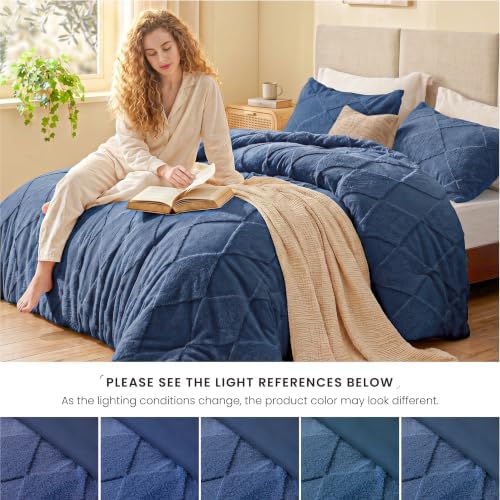 EXQ Home Tufted Diamond Comforter Set Twin, 2 Pieces Bed Set,Dark Blue