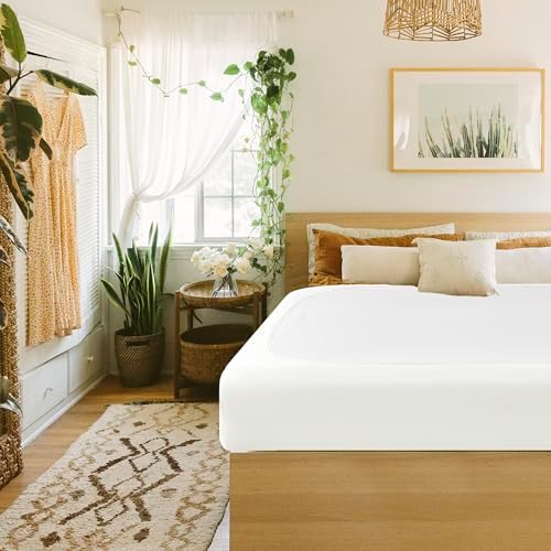 Box Spring Cover Twin Size-Ivory Stretch Wrap Around 4 Sided Bed Skirt
