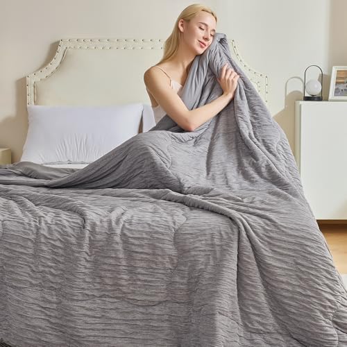 CHOSHOME Cooling Comforter Cooling Blanket, Q-Max 0.45 Cool Sleeping Summer Blanket for Hot Sleeper Night Sweats, Twin XL 60" x 90", Grey 02