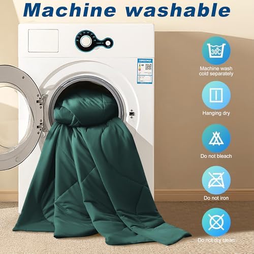 Cooling Comforter Twin Size, Double-Sided Cold Tech Quilted Bed Comforters Cooling Blanket for Hot Sleepers, Breathable Lightweight Summer Bedding, All-Season Ice Blanket, Emerald Green