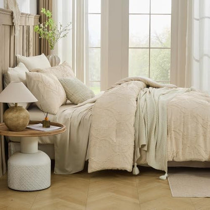 Bohemia Bdding 7 Pieces Tufted Embroidery Boho Comforter Set Boho Bedding Bohemia Comforter Set Queen for Four Seasons King