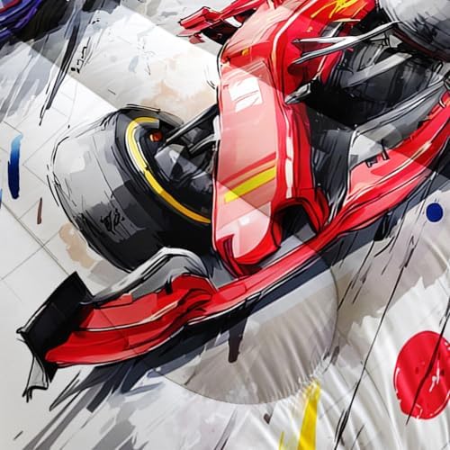 Race Car Comforter Twin Size,Race Car Kids Comforter Set,3Pcs Bedding Set Printed Comforter with 2 Pillowcases,Down Alternative,Soft and Lightweight,for All Seasons