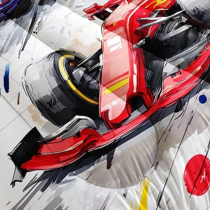 Race Car Comforter Full Size,Race Car Kids Comforter Set,3Pcs Bedding Set Printed Comforter with 2 Pillowcases,Down Alternative,Soft and Lightweight,for All Seasons