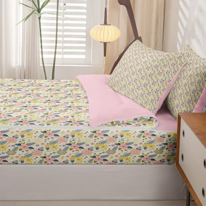 Feelyou Vintage Floral Twin Zipper Bedding for Boys, Flower 3-Piece-All-in-one Soft and Sturdy, Botanical Leaf Zip Up Bedding with Deep Fitted Sheet and 2 Pillowcases