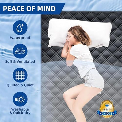 MEELUS King Mattress Protector Waterproof, Fitted Deep Pocket 8"-21", Black