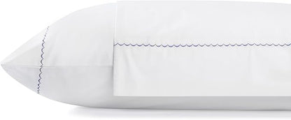 Linen Home 100% Cotton Percale Moon Scallop Hem Pillowcases Queen/Standard Size, Dark Blue, 2 Pieces of Pillow Case, Crisp and Cool Strong Bed Linen, 20 inches X 30 inches