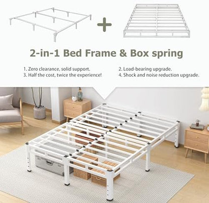 NKZ 2-in-1 Queen Size Metal Platform Bed Frame, 14 Inch Heavy Duty Bed Base