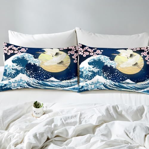 Feelyou Japanese Wave Duvet Cover Twin Size Boys Girls Teens