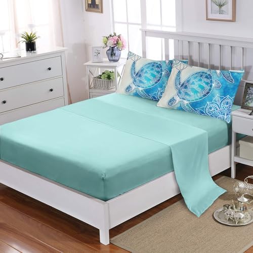HOSIMA 7Pcs Sea Turtle King Comforter Set Ocean Themed Animal Bedding.
