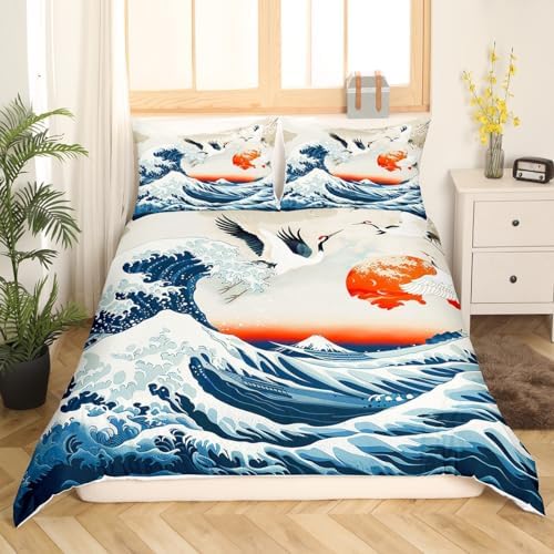 Feelyou Japanese Wave Duvet Cover Queen Size Boys Girls Teens