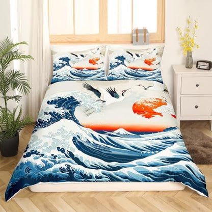 Feelyou Japanese Wave Duvet Cover Queen Size Boys Girls Teens
