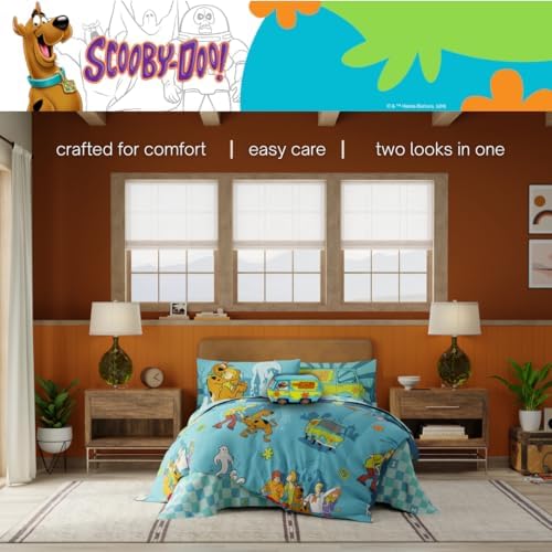Franco Scooby Doo Scoobtober Bedding 7 Piece Super Soft Reversible Comforter and Sheet Set with Sham, Queen, (Officially Licensed Product)