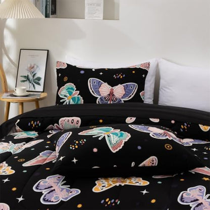 NTBED 5Pcs Glow in The Dark Kids Comforter Set Butterfly Full Bedding Set
