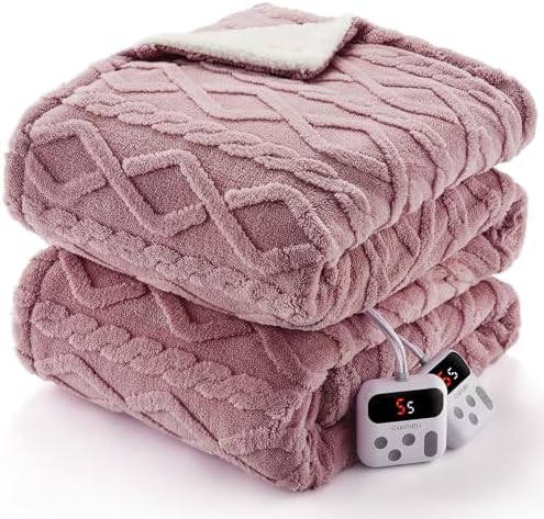 CAROMIO Electric Blanket Queen Size Dual Control, Heated Blanket Queen