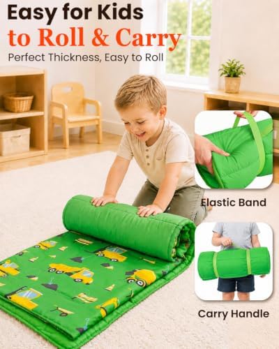 Primlect Toddler Nap Mat with Pillow, Roll Up Extra Large Sleeping Bag