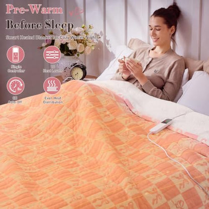 Pink Bow Electric Blanket Heated Twin 62"X84", Heating Blanket Twin