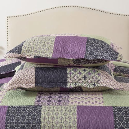 HoneiLife Quilt Sets King Size - Microfiber Quilts 3-Pieces, Lightweight Bedspreads for King Bed Use, Checkered Coverlets Vintage Bed Cover King Quilt Bedding Set All Season Quilts