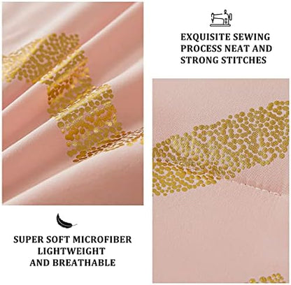 Menghomeus 4 Piece Blush Metallic Comforter Set, Queen Size Bedding Sets