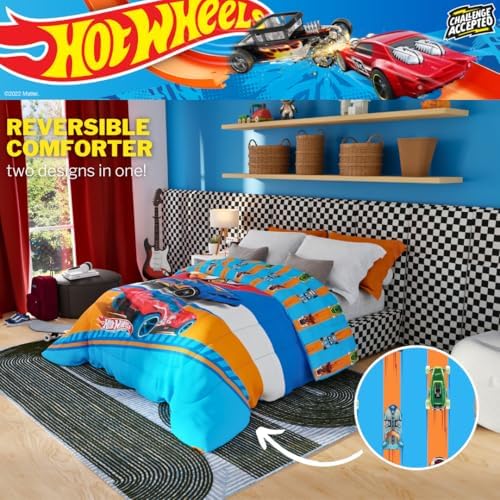 Franco Kids Bedding Super Soft Microfiber Reversible Comforter, Twin/Full, Hot Wheels
